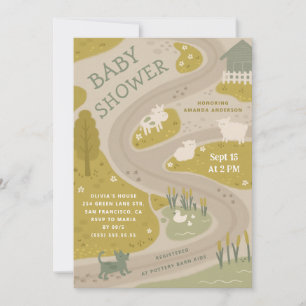 Bauernhof Rustikale Landschaft Babydusche Einladung
