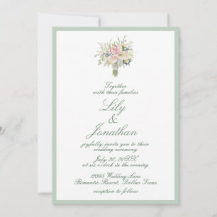 Bauernhof Rustikaler Karo und Blumenhochzeit Einladung