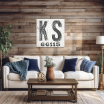 Bauernhof Rustikaler Staat Zip Code Kansas Leinwanddruck<br><div class="desc">Dieses rustikale Schild ist eine einfache Möglichkeit,  Ihre Liebe für Zuhause anzuzeigen. Die Postleitzahl kann mit jeder beliebigen Postleitzahl im Staat personalisiert werden. Macht ein großartiges Geschenk. Erstellt von der einfachen Farmhouse Press.</div>