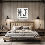 Bauernhof Rustikaler Staat Zip Code New Jersey Leinwanddruck<br><div class="desc">Dieses rustikale Schild ist eine einfache Möglichkeit,  Ihre Liebe für Zuhause anzuzeigen. Die Postleitzahl kann mit jeder beliebigen Postleitzahl im Staat personalisiert werden. Macht ein großartiges Geschenk. Erstellt von der einfachen Farmhouse Press.</div>