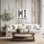 Bauernhof Rustikaler Staat Zip Code Wisconsin Leinwanddruck<br><div class="desc">Dieses rustikale Schild ist eine einfache Möglichkeit,  Ihre Liebe für Zuhause anzuzeigen. Die Postleitzahl kann mit jeder beliebigen Postleitzahl im Staat personalisiert werden. Macht ein großartiges Geschenk. Erstellt von der einfachen Farmhouse Press.</div>