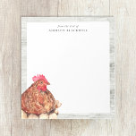 Bauernhof Rustikales Watercolor Huhn Personalisier Notizblock<br><div class="desc">Rustikales Hühnerhaus Notepad mit anpassbarem " vom Schreibtisch aus " und Name Vorlagen. Die Grenze weist eine weiße Holzstruktur und eine Aquarellfarbe auf,  die auf ihren Eiern sitzt.</div>
