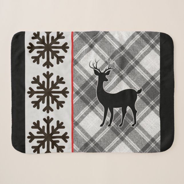 Bauernhof Schwarz-weiß Buffalo Karierte Hirschschs Sherpadecke (Vorderseite (Horizontal))