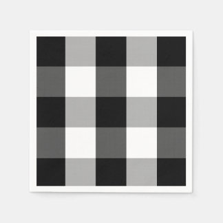 Bauernhof Schwarz-weiß Büffel Karo Servietten