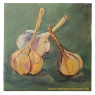 Bauernhof-Stand-frischer Knoblauch Trivet Fliese