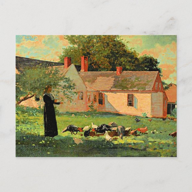 Bauernhof Szene, berühmtes Kunstwerk von Winslow H Postkarte (Vorderseite)