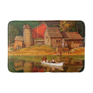 Bauernhof-Teich-Landschaft durch Met Schaeffer Badematte