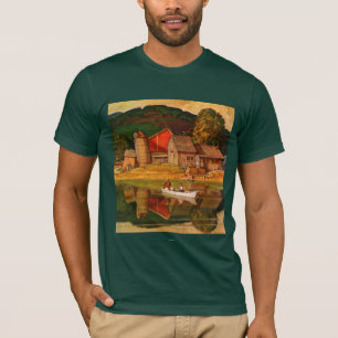 Bauernhof-Teich-Landschaft durch Met Schaeffer T-Shirt