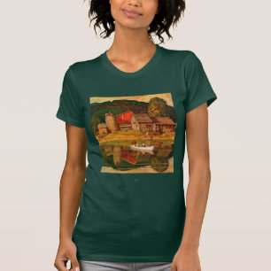 Bauernhof-Teich-Landschaft durch Met Schaeffer T-Shirt