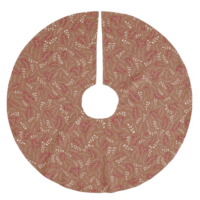Bauernhof Terracotta rustikale Laubbaumstruktur Polyester Weihnachtsbaumdecke (Vorderseite)