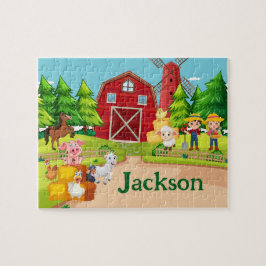 Bauernhof-Tier-Kind-Namen-Puzzle