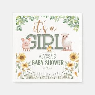 Bauernhof-Tiere Baby Mädchen Baby-Party Serviette