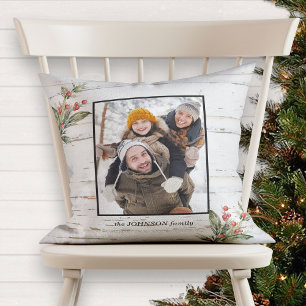 Bauernhof Weihnachten Kariert Winter Berry Foto Kissen