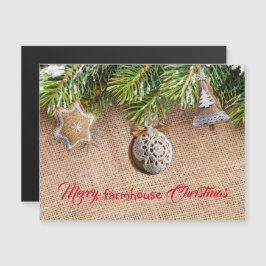 Bauernhof Weihnachts Burlap Ornament Magnetic Card Magnetkarte