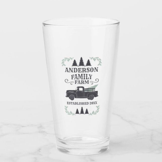 Bauernhof Weihnachtsbaum Familienfarm Personalisie Glas (Vorderseite)