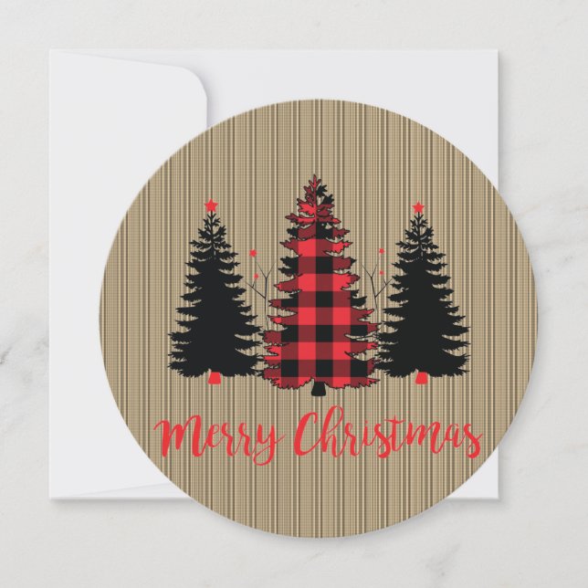Bauernhof Weihnachtsbaum Trio Round Holiday Card (Vorderseite)