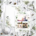 Bauernhof Weihnachtsgrün 3 Foto Urlaubskarte Feiertagskarte<br><div class="desc">Die neue Farmhouse Christmas Greenery 3 Foto Holiday Card! Diese wunderschöne Karte verfügt über eine waagerechte und zwei senkrechte Foto, perfekt arrangiert mit einer modernen, lockeren Anordnung von wintergrünen, wasserfarbenen Baumwollkronen Rahmen. Es ist leicht personalisiert und alle Textfelder können nach Ihren Wünschen bearbeitet werden. Mit dieser Urlaubskarte können Sie Ihre...</div>