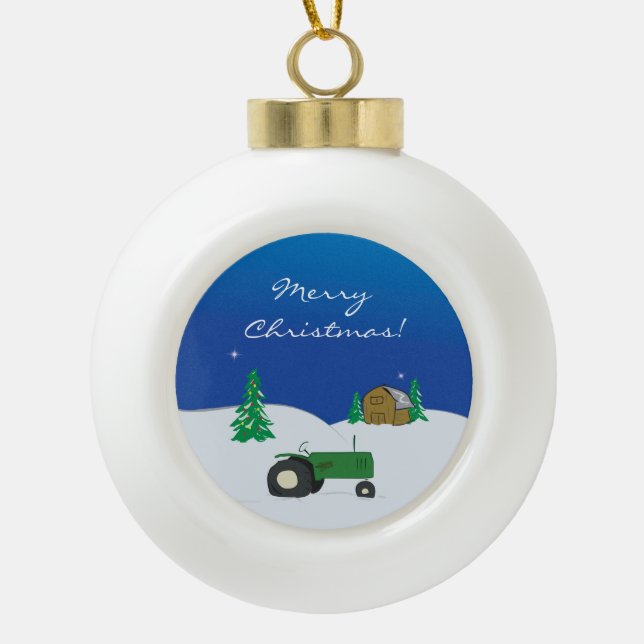 Bauernhof-Weihnachtsverzierung Keramik Kugel-Ornament (Vorderseite)