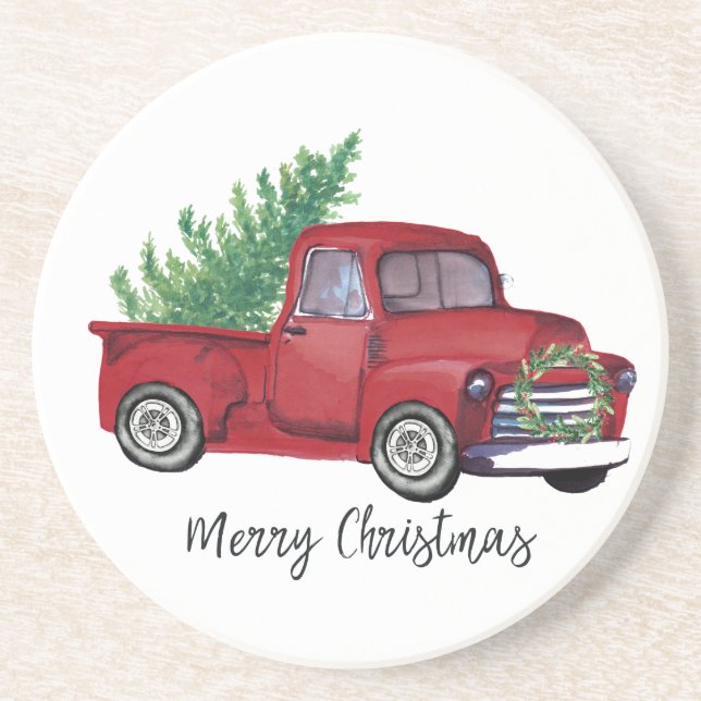 Bauernhof Weihnachtswasserroter LKW Getränkeuntersetzer (Vorne)