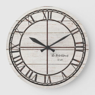 Bauernhof Weißer Schiffsbau Holz Rustikaler Famil Große Wanduhr