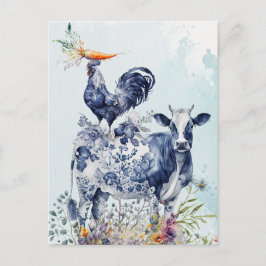 Bauernhof Whimsical Rustic Tiere Postkarte