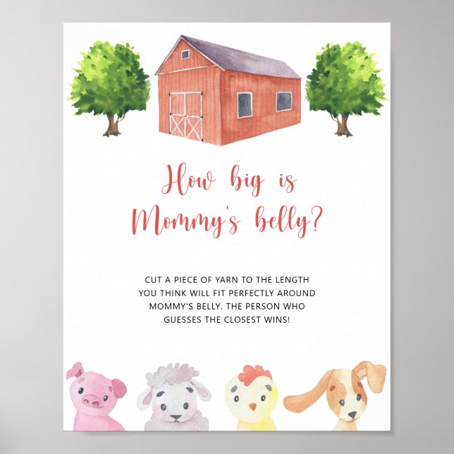 Bauernhof - Wie groß ist das Bauchspiel der Mama? Poster (Vorne)