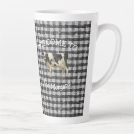 Bauernhof Willkommen Schwarz-Weiß-Kuh-Karo Milchtasse