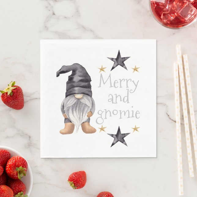 Bauernhof Winter Wasserfarbe Gnome Weihnachten Serviette (Beispiel)