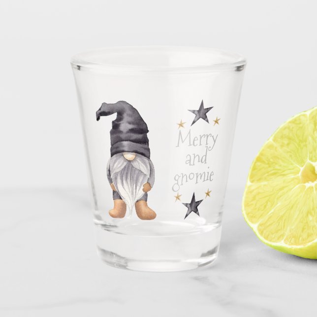 Bauernhof Winter Wasserfarbengenom zu Weihnachten Schnapsglas (Vorderseite)