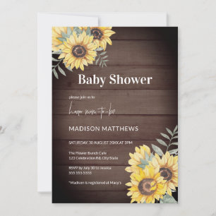 Bauernhof Wood Sunflower Babydusche Einladung