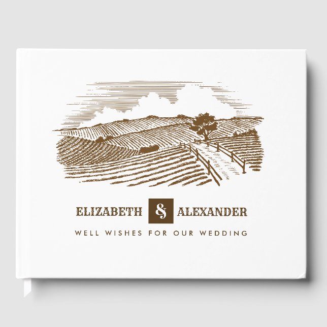 Bauernhof Zeichnend rustikale Hochzeitshäuser Gästebuch (Vorderseite)