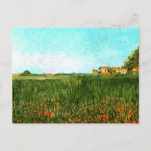 Bauernhöfe auf einem Weizenfeld, Vincent van Gogh Postkarte