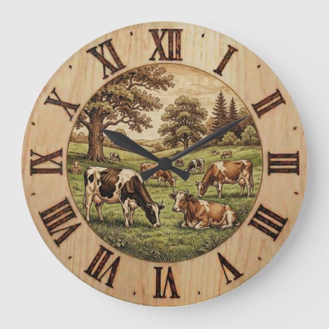 Bauernhofkuh - Wanduhr (Vorderseite)