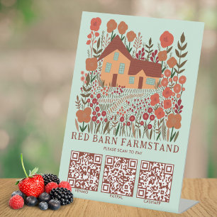 Bauernhofstand Wochenmarkt SCAN TO PAY QR Bauernha Sockelschild