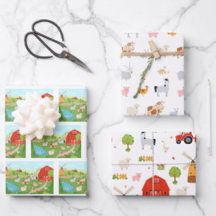 Bauernhoftier-Geschenkpapier, Scheunenverpackungsp Geschenkpapier Set