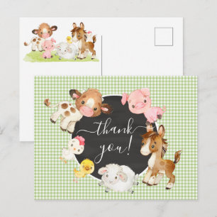 Bauernhoftiere Baby Shower Dankeschön-Postkarte Postkarte