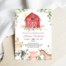 Bauernhoftiere Baby Shower Einladung
