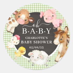 Bauernhoftiere Geschenk zur Babyparty Runder Aufkleber