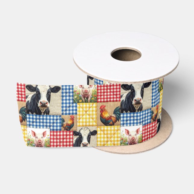 Bauernhoftiere-Quiltmuster Satinband (Spule)