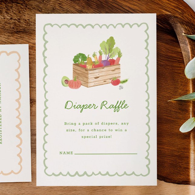 Bauernmarkt-Gemüse-Windel-Raffle Begleitkarte (farmer's market diaper raffle insert card for baby shower)