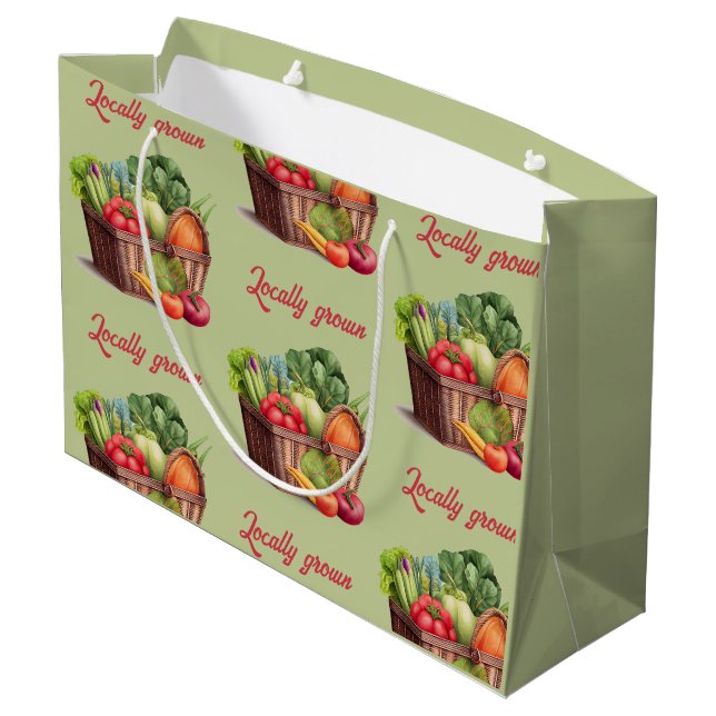 Bauernmarkt Vor Ort gezüchtete Babydusche Große Geschenktüte (Rückseite Schrägansicht)