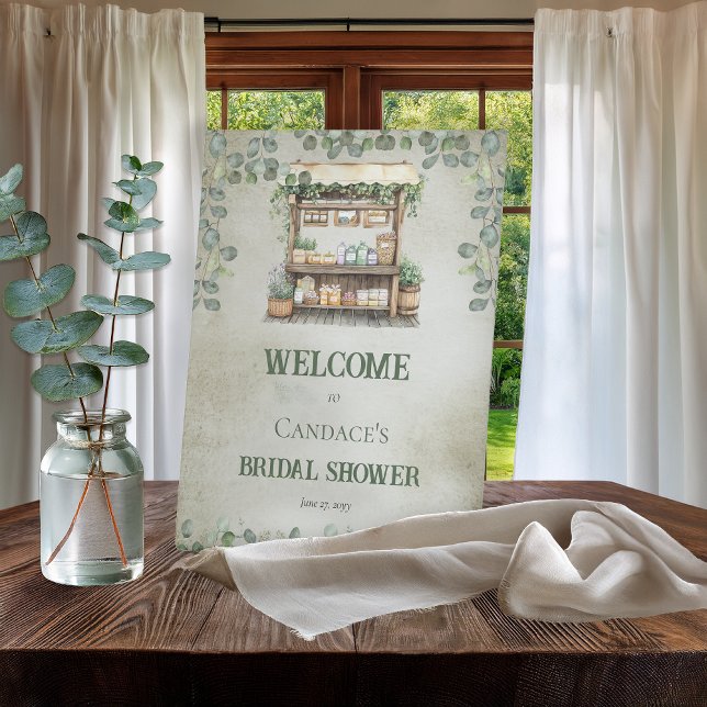 Bauernmarktplatz Begrüßungsstand Brautparty Sockelschild (Fresh Off the Market Collection- "Welcome" Bridal Shower Pedestal Tabletop 8" x 10" Sign)
