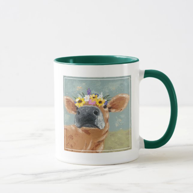 Bauernspass - Kuh mit Blume Crown Tasse (Rechts)