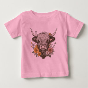Bauernstil Hochland Kuh Grafik Baby T-shirt