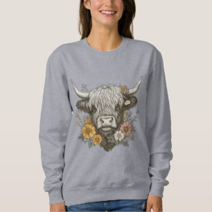 Bauernstil Hochland Kuh Grafik Sweatshirt