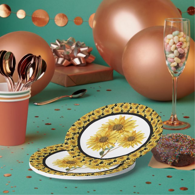 Bauernstil Sonnenblumen Pappteller (Multi)