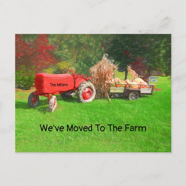 Bauerntracker Rotes Land Herbst wir bewegt haben Postkarte (Vorderseite)