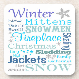 Bauernwörter für Wintertypografie Niedlich Getränkeuntersetzer