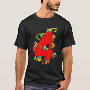 Baufahrzeug 4 Jahre 4 Geburtstag T-Shirt