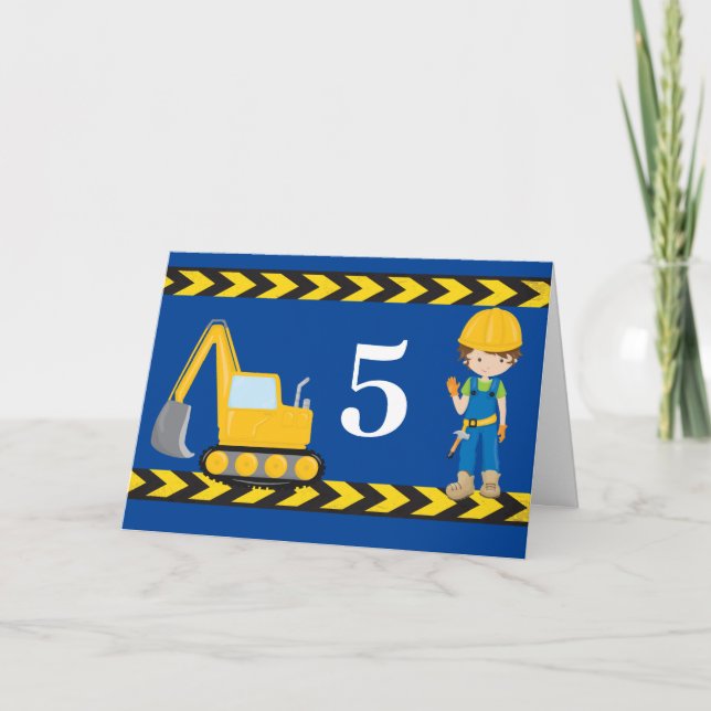 Baufahrzeug Custom Kids Blue Birthday Karte (Vorderseite)